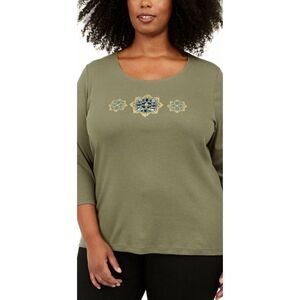 Karen‎ Scott Plus Size Sequin Flower Shirt Top 0X